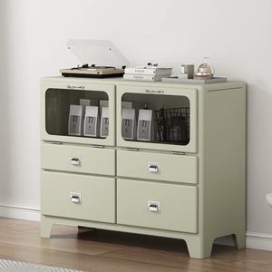 Armoire de rangement moderne en métal rouge multi-usages, gain de place, pour bar à café et spiritueux, pour salon - Product Image 2