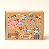 Boîte en carton personnalisée avec impression graffiti de dessins animés, motif animal mignon, emballage extérieur pour coffrets cadeaux surprise pour animaux de compagnie