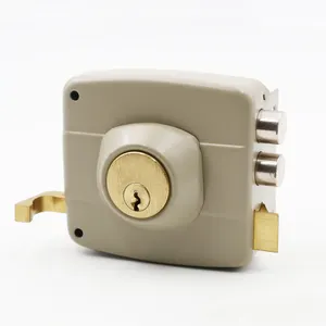 Double Cylindrical Deadbolts Iron Latch Brass Cylinder Rim Lock Cheap Price For Sale Rim Lock With Long Throw For Outside Door