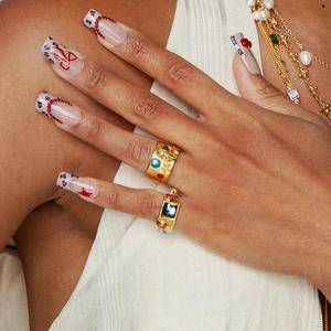 แหวนฝังหินหลากสีอินเทรนด์แหวนกันน้ำสไตล์อินโรแมนติกเครื่องประดับของขวัญสำหรับผู้หญิง - Product Image 1