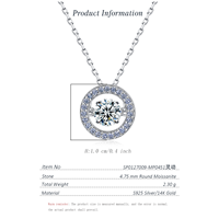 Collier pendentif en argent sterling S925 avec moissanite de 0,57 CTW, moissanite flottante au centre, bijoux pour femmes