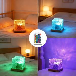 Lampada da Tavolo Creativa a 16 Colori con Atmosfera Romantica, Luce Notturna Cubica con Motivo Dinamico di Fiamma e Ondulazione dell'Acqua - Product Image 3