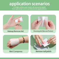 Hot-selling Customized Soft 6*8cm 160gsm 50 Pieces/bag Natural 100% Cotton Pad Square Makeup Remover Pad for Face Makeup Tools