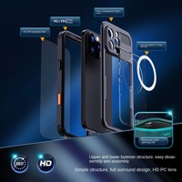 Étui de téléphone transparent antichoc en TPU + acrylique à protection intégrale double face 360° pour 17 Pro Max/16 Series, compatible avec la recharge sans fil et la voiture