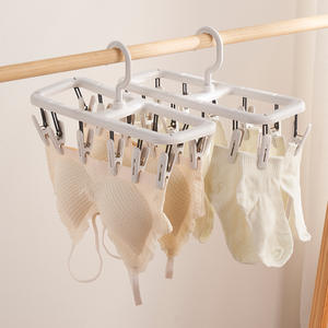 Séchoir à chaussettes multi-clip, type crochet rectangulaire, organisateur de vêtements pour sous-vêtements et chaussettes, usage domestique, séchoir de balcon - Product Image 2