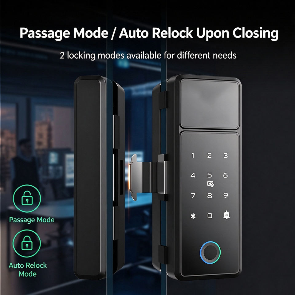 Semiconductor Fingerprint Glass Door Lock, No Drilling No Wiring Smart ...