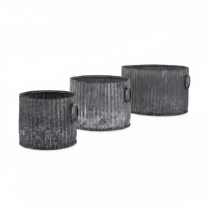 Premium Galvanized <b>Metal</b> <b>Planters</b> Handmade with Unique Shapes Ideal for Balcony Garden and Home Decoration Durable <b>Outdoor</b> Pots - Product Image 1
