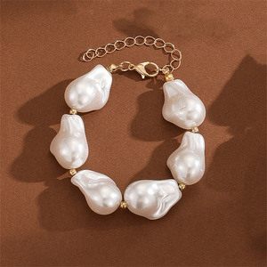 قلادة باروك من اللؤلؤ قلادة عتيقة بسيطة وصلة بسيطة ضيقة قابلة للتعديل للنساء هدية نحاسية بشكل غير منتظم - Product Image 4