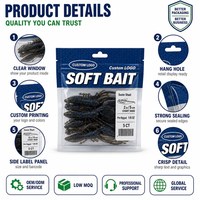Sacs d'emballage personnalisés en aluminium pour leurres de pêche avec fenêtre transparente, sacs souples pour vers, refermables à fermeture éclair