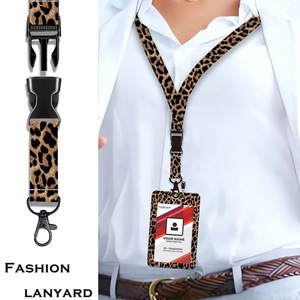Brown leopard print heart-shaped ABS brooch with back <b>clip</b>, extendable ID card protector, anti-loss <b>buckle</b>. - Product Image 2