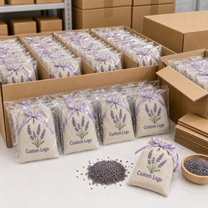 Op maat gemaakte geborduurde gedroogde lavendel geurende zakje met modern design en aangepaste verpakking voor kledingkast laden en huisgeur. - Product Image 6