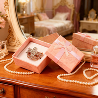 Petites boîtes rigides personnalisées à bas prix, boîtes à bijoux en papier, boîte à bagues cadeau, étui à bijoux, emballage de couleur pour filles, laminage mat décoré
