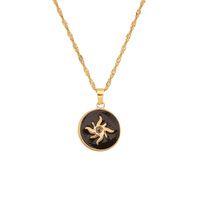 Kalung Liontin Salib Hitam Bergaya dengan Motif Tetesan Minyak, Pola Geometris Berbentuk Hati, Rantai Klavikula Unik dari Baja Tahan Karat