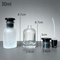 Flacon de parfum portable en verre dépoli transparent de 30 ml avec atomiseur pressurisé, flacons de parfum cylindriques de 30 ml