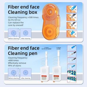 Détecteur portable d'extrémités de fibres optiques - Microscope à fibres avec stylo de nettoyage de fibres et kit d'outils de nettoyage en boîte - Product Image 6