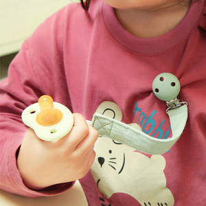 Cotton Baby Pacifier Anti Drop Chain With Teether Toy Strap Solid Color Ribbon Pacifier Chain For 0 To 24 Months - Product Image 4