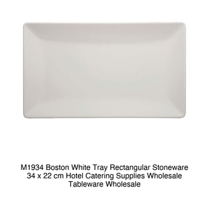 Bandeja de servir Boston blanca, rectangular, de gres, 34 × 22 cm, M1934 - Product Image 2