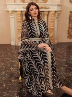 Robe longue élégante YSYL pour femme grande taille avec ceinture assortie, respirante, brodée, manches évasées, idéale pour l'Aïd, les fêtes et les festivals