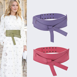 Damen Kuhleder Echtleder Korsettgürtel Breiter Knotengürtel Verstellbarer Druckknopf Echtleder <span class=keywords><strong>OBI</strong></span>-Gürtel für Damenkleider - Product Image 1