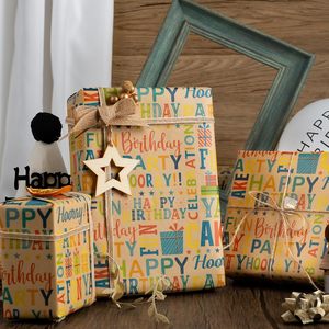 Kraft Birthday Wrapping <b>Paper</b> Colorful Happy Birthday Pattern 1 <b>Roll</b> Party Baby Shower Gift <b>Wrap</b> - Product Image 3