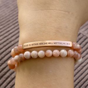 Loveher Gepersonaliseerde Paar Natuursteen Kralen Armband Gegraveerd Bericht Natuursteen Armband Cadeau Voor Haar Psalmen Sieraden - Product Image 6