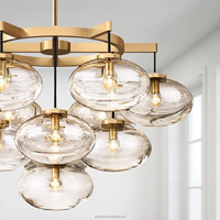 Lustre Linéaire Rond au Design Nordique Moderne, en Laiton Naturel et Verre, avec Structure en Acier Industriel pour Salon et Chambre à Coucher