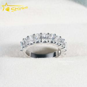 Половина бесконечности дизайн сертификат GRA изысканные ювелирные изделия Хип-хоп S925 Серебряные кольца вечность Сияющий огранки 5*7 мм кольцо с муассанитом - Product Image 3