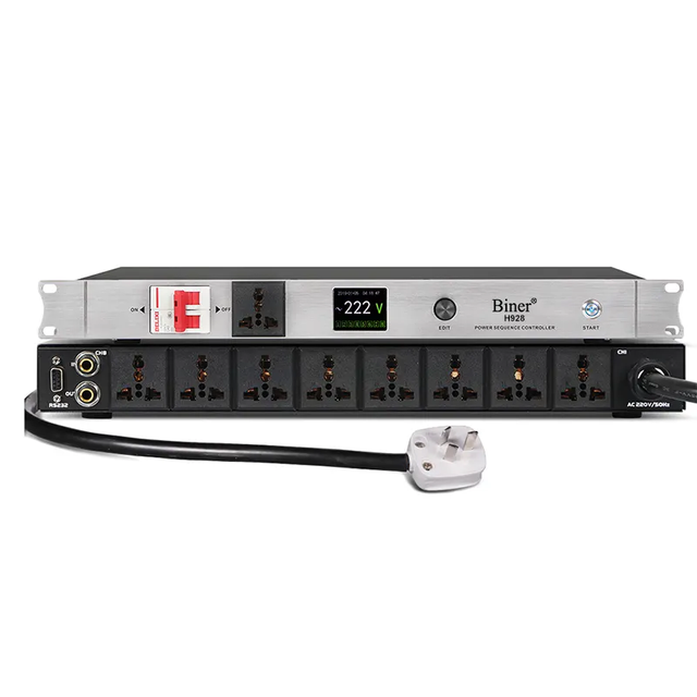 H928 Professional 9-Channel Power Sequencer Controller with Display Monitor Metal Shell for DJ Equipment