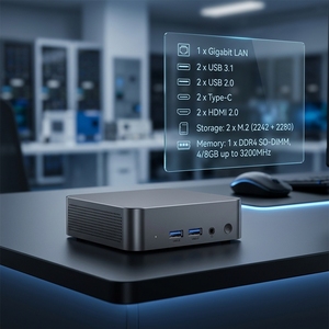 EGLOBAL Mini PC AI de pointe avec double écran, prise en charge 4K 60Hz, DDR4, 4 ports USB, 2 ports Type-C, Intel N95 4 cœurs 4 threads, compatible Win10/11 - Product Image 1