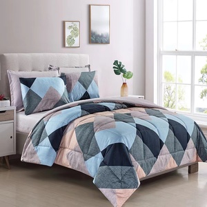 신상품 회색 극세사 폴리에스터 침구 세트 인쇄 일반 염색 인기 이불 세트 도매상 - Product Image 5