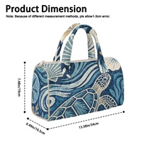 Sac à main brodé personnalisé avec imprimé tortue corail hawaïen et imprimé floral hibiscus des Fidji pour le shopping, les voyages et le quotidien