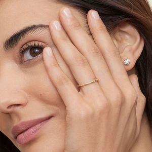 Modernista LYBURCHI joyería de moda de latón hipoalergénico de moda 14K chapado en oro estrella eternidad CZ Dia anillo conjunto para mujer - Product Image 2