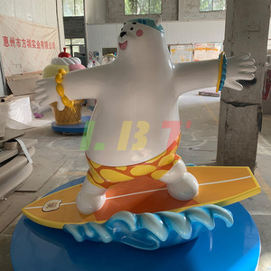 Sculpture d'ours en fibre de verre, mascotte IP de dessin animé, décoration de jardin extérieure peinte, autoportante - Product Image 1