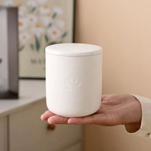 Minimalist Relief Ceramic Soy Aromatherapy Candle,Romantic Bedroom Decor <b>Gift</b> With Lid for Home Fragrance - Product Image 3
