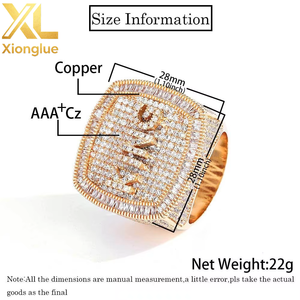 Customized DIY Letter Hip Hop <b>Ring</b> 18K <b>Gold</b> Plated Zircon <b>Set</b> for Unisex - Product Image 1