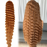 Perruques synthétiques Lace Front 13x4 de 30 pouces, couleur marron, ondulées profondes, avec ligne de cheveux pré-épilée, pour femmes noires, en fibre Futura
