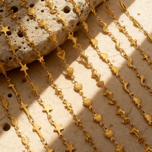 Cadena de Acero Inoxidable para Mujer, Resistente al Deslustre y al Agua, para Fabricación de Joyería, Estilo DIY, Múltiples Estilos, Chapado en Oro PVD, <span class=keywords><strong>Collar</strong></span> de Cadena de Estrellas - Product Image 1