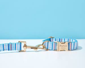 Blue Striped Personalized <b>Bow</b> <b>Tie</b>, For Boy Dog, Wedding Dog Collar,Puppy Collar And Lead <b>Bow</b>, UK Free Shipping - Product Image 4