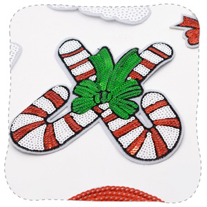 Ensemble de Noël personnalisé, broderie à paillettes, patchs à repasser, appliques thermocollantes pour vêtements, sac à dos, décoration - Product Image 4