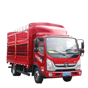 Truk kargo pagar 4X2 bekas Foton 151HP truk ringan 111KW truk truk Diesel dengan kabin baris tunggal