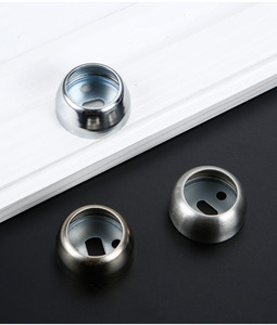 Chrome-Finished Stainless Steel Ball Flange Seat <b>Bracket</b> Wooden Tube Modern Style Non-Detachable <b>Silver</b> Single Wardrobe Hardware - Product Image 4
