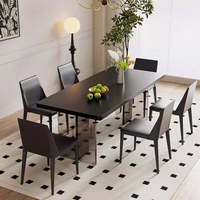 Quadratischer Esstisch aus Sinterstein mit Acrylbeinen, 6-Sitzer, Modernes Schwarzes Bar-Esszimmer-Set, E0-Klasse, Umweltfreundlich für Zuhause und Hotel