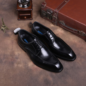 Zapatos Formales de Negocios para Hombre, de Cuero Genuino, con Cordones, Estilo Coreano, con Brocado Grabado, Punta Estilo Inglés, Transpirables - Product Image 5