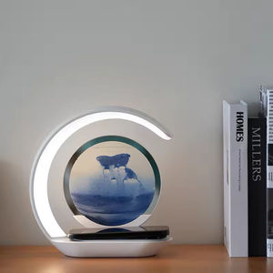 Đèn ngủ LED không dây sạc mới 3D hình đồng hồ cát, đèn bàn USB điều khiển cảm ứng, tranh cát chảy trang trí đầu giường, ý tưởng quà tặng - Product Image 4
