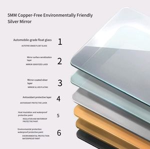 Autocollant mural auto-adhésif pour salle de bain Aucun perçage requis <span class=keywords><strong>Miroir</strong></span> mural en verre pour le lavage du visage Maquillage Toilette Salle de bain - Product Image 5