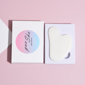 Gua sha rosa <span class=keywords><strong>oro</strong></span> naturale pietra di giada bianca pelle gua sha e gua sha rullo viso con scatola - Product Image 1