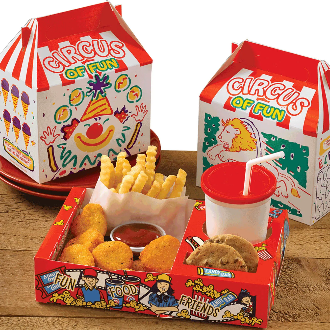 Boîte d'emballage en papier jetable personnalisée pour poisson et frites Boîte de poulet frit emballée pour fast-food à emporter