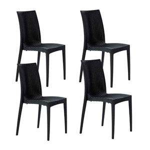 Sedie da Giardino Effetto Rattan in Polipropilene Antracite 39x46x81 Cm Impilabili Senza Braccioli per Esterni - Product Image 1