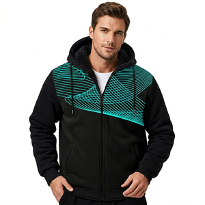Sweat-shirt à capuche zippé noir pour homme avec impression personnalisée, en molleton, décontracté, pour l'automne, coupe classique - Product Image 2