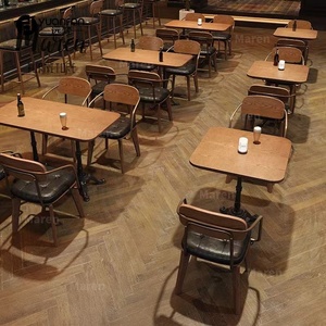 Juego de Mesa y Sillas de Comedor Estilo Francés Vintage Retro, Madera Sólida, para Cafetería, Bar, Terraza o Restaurante - Product Image 3